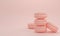 Pastel color macaron sweet cake with copy space pink rose color
