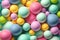 Pastel colored balls bubble gums. Colorful background. Generative AI