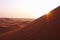 Pastel colored desert sunrise in the sand dunes of Arabian desert, Riyadh, Saudi Arabia.