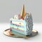 Pastel colored fantasy unicorn cake, Generative AI