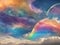 Pastel colored gentle fluffy sky. Fantasy sky texture in gradient on wallpaper background, ai generative
