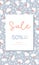 Pastel Colored Hand Drawn Feminine Floral Sale Vertical Rectangular Banner. Spring-Summer Promotional Social Media Ads