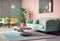 Pastel colored living room, ai generative illustration