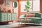 Pastel colored living room, ai generative illustration
