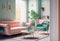Pastel colored living room, ai generative illustration