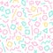 Pastel colored memphis abstract geometric shapes seamless pattern, vector
