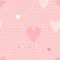 Pastel colored pink simple cute striped hearts subtle seamless pattern, valentine`s day illustration, vector