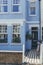 Pastel-colored terraced houses on White Hart Lane in Barnes, London