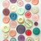 Pastel Colored Vintage Buttons on White Background