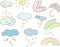 Pastel-colored weather icons