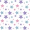 Pastel colorful star pink blue purple on white background patter