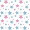 pastel colorful star pink blue on white background pattern seamless vector