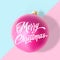 Pastel Colors Gentle Christmas Greeting Card, Poster, Banner or Party Invitation. Vector Realistic Xmas Ball with Soft