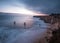 Pastel colors paint the sky at the Davenport pier near Santa Cruz California