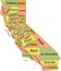 Pastel counties map of California, USA