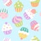 Pastel cupcake - seamless pattern