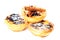 Pastel de Nata - creamy sweet curstard with black crust and sugar powder isolated on white. Pasteis de Belem egg tart