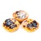 Pastel de Nata - creamy sweet curstard with black crust and sugar powder isolated on white. Pasteis de Belem egg tart