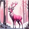 Pastel Deer in a Pink Winter Wonderland