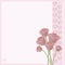 Pastel delicate pink flowers rose bouquet background pattern of hearts on light pink greeting card