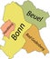 Pastel districts map of Bonn, Germany