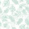 Pastel doodle seamless pattern of hand drawn branch with cute leaves vector background design