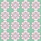 Pastel green background with repeating pink and white flowers creates graceful and peaceful design that would