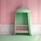 Pastel Green and White Wainscot on a Pink Wall for Babys Room. Generative AI