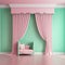 Pastel Green and White Wainscot on a Pink Wall for Babys Room. Generative AI