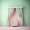 Pastel Green and White Wainscot on a Pink Wall for Babys Room. Generative AI