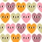 Pastel hearts with eyes, vector pattern