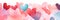 Pastel hearts pattern background banner. Valentine's Day. Panoramic web header with copy space. Wide screen