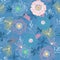 Pastel Line Hand sketch blooming garden flower contrast colorful