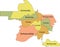 Pastel map of districts raions of Nizhny Novgorod, Russia