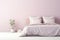 Pastel Mauve Backdrop Complements Mockup Bed With White Linens