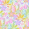 Pastel neon tropical flora seamless pattern for fabric