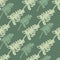 Pastel pale seamless doodle pattern with hand drawn branches. Green palette botanic palette