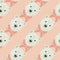 Pastel palette seamless pattern with grey cute bear shapes print. Light pink background. Doodle style