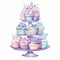 Pastel Paradise: A Tower of Cupcakes Painted with Delicate Hues