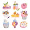 Pastel pastry for Halloween party, isolated illustrations set