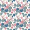 Pastel pink brown seamless pattern with a strawberry, leaves and flowers.Vector EPS10