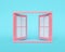 Pastel pink colored opened window. minimal style. 3d rendering