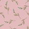 Pastel pink colored seamless pattern with beige ear of wheat elements print. Hand drawn nature harvest backdrop