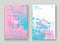 Pastel pink cyan explosion paint splatter artistic cover design.