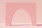 Pastel pink matte background with arch 3d illustration