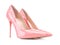 Pastel pink patent high heel women heels shoe isolated on white