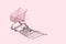 Pastel pink shopping cart on pink background. Black Friday sales minimalistic concept