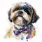 Pastel Pooch: Adorable Shih Tzu Puppy in Bandana AI Generated