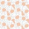 Pastel pumpkin silhouettes with dots on white background, vector seamless pattern