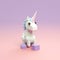 Pastel purple icon of a 3d tiny cute unicorn